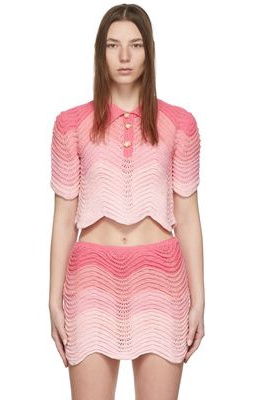 Casablanca Pink Gradient Cropped Polo