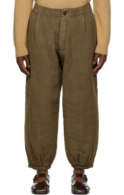 Maison Margiela Green Padded Wool Trousers