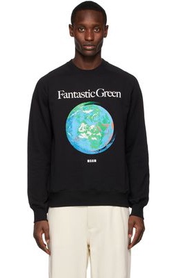 MSGM Black Fantastic Green Graphic Sweatshirt