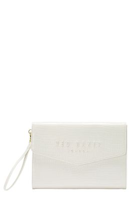 Ted Baker London Crocey Croc Embossed Faux Leather Clutch in Nude