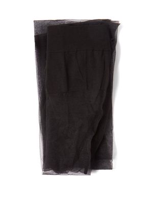 Saint Laurent - Monogrammed Crystal-embellished Tights - Womens - Black