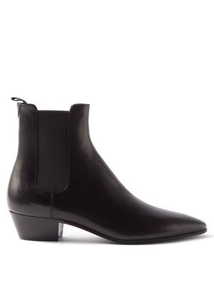 Saint Laurent - Vassili Point-toe Leather Chelsea Boots - Mens - Black