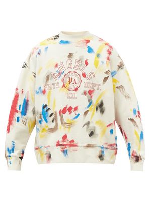 Palm Angels - Painted-effect Logo Cotton-jersey Sweatshirt - Mens - Cream