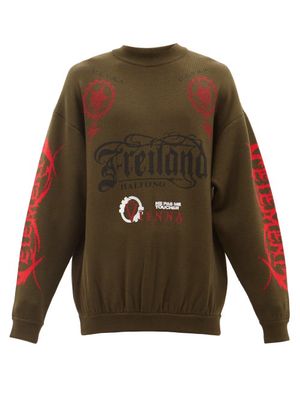Vetements - Freiland-logo Merino Sweater - Mens - Khaki