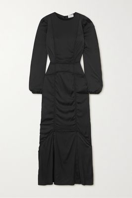 By Malene Birger - Ettienne Ruched Satin Maxi Dress - Black