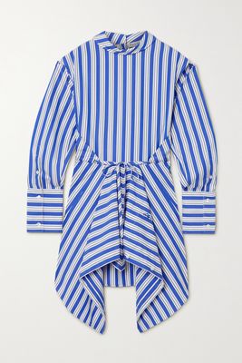 JW Anderson - Asymmetric Cutout Striped Cotton-poplin Shirt - Blue
