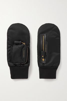 Anya Hindmarch - Leather-trimmed Recycled Nylon Mittens - Black