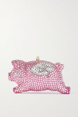 Judith Leiber Couture - When Pigs Fly Mini Crystal-embellished Gold-tone Clutch - Pink