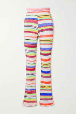 AGR - Striped Cotton-blend Straight-leg Pants - Pink