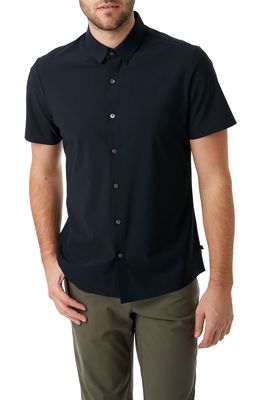 7 Diamonds American Me Slim Fit Short Sleeve Button-Up Performance Shirt in Navy