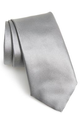 Canali Solid Silk Tie in Silver
