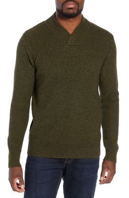 Schott NYC Waffle Knit Thermal Wool Blend Pullover in Moss Green