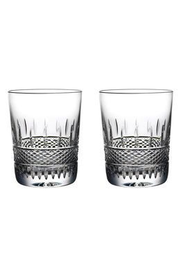 Waterford Irish Lace Set of 2 Lead Crystal Double Old Fashioned Glasses in Clear