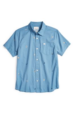 Quiksilver Kids' Coastal Omens Short Sleeve Button-Up Shirt in Blue Heaven Coast