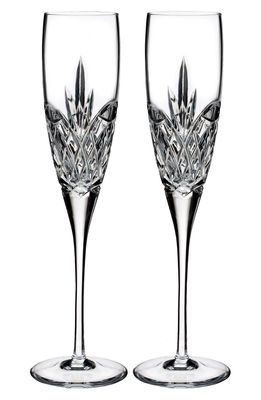 Waterford Love Forever Set of 2 Lead Crystal Champagne Flutes in Clear