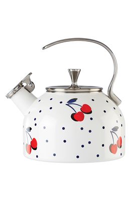 kate spade new york cherry dot tea kettle in White Multi