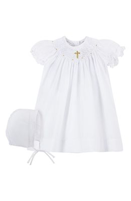 Carriage Boutique Christening Gown & Bonnet Set in White