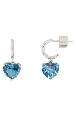 kate spade new york my love heart drop huggie hoop earrings in Blue