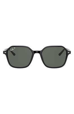 Ray-Ban 51mm Polarized Square Sunglasses in Shiny Black/Green