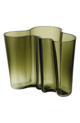 Iittala Alvar Aalto Glass Vase in Moss Green