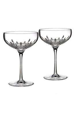 Waterford Lismore Essence Set of 2 Lead Crystal Champagne Saucers in Clear