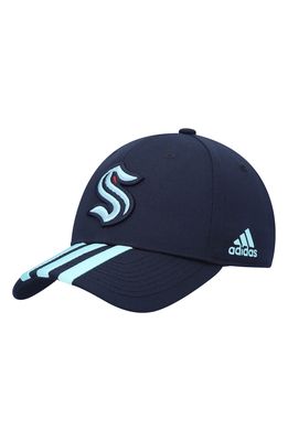 Men's adidas Navy Seattle Kraken Locker Room Primegreen Three Stripe Adjustable Hat