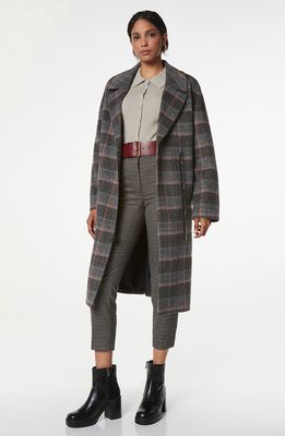Andrew Marc Casma Plaid Wool Blend Coat in Plaid Pink