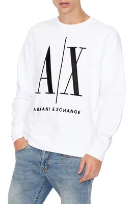 Armani Exchange Icon French Terry Crewneck Sweatshirt in White