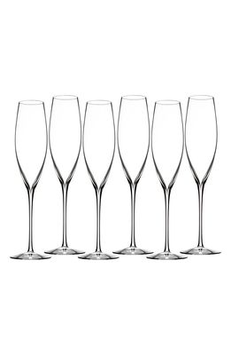 Waterford Elegance Set of 6 Fine Crystal Champagne Flutes in Clear