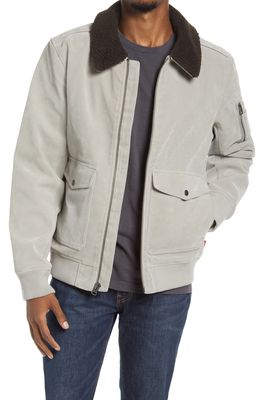levi's Faux Suede Aviator Bomber Jacket with Removable Faux Shearling Collar in Tundra/Cream