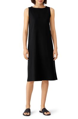 Eileen Fisher Bateau Neck Sleeveless Shift Dress in Black