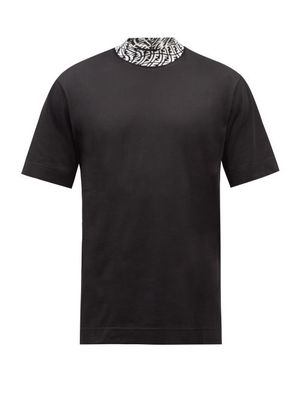 Fendi - Ff-vertigo High-neck Cotton-jersey T-shirt - Mens - Black