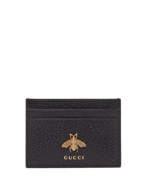 Gucci - Bee-embellished Leather Cardholder - Mens - Black