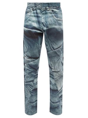 Bianca Saunders - X Wrangler Denim-print Straight-leg Jeans - Mens - Blue