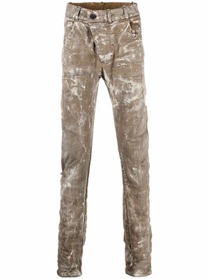 Boris Bidjan Saberi faded-effect cotton-blend trousers - Neutrals