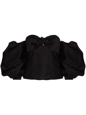 The Attico puff-sleeve bustier blouse - Black