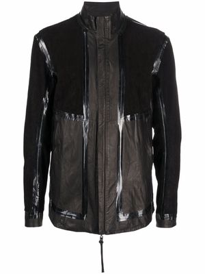 Boris Bidjan Saberi tape-detailing zip-up leather jacket - Black