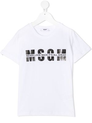 MSGM Kids logo print cotton T-shirt - White