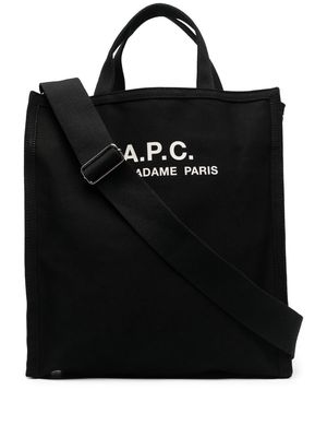 A.P.C. logo-print cotton tote - Black