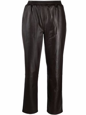 Arma straight-leg leather trousers - Brown