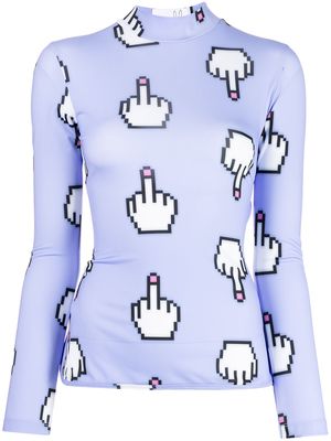 Natasha Zinko Pixel Middle Finger cutout top - Purple