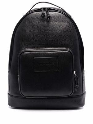 Emporio Armani zip-up leather backpack - Black