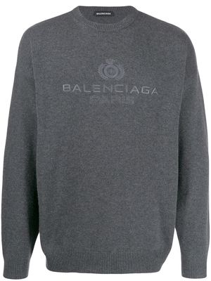 Balenciaga logo embroidered jumper - Grey