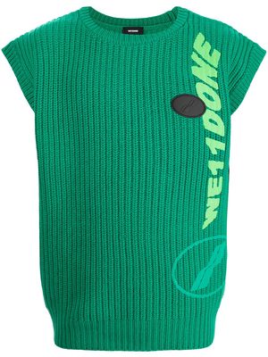 We11done ribbed logo-knit sleeveless vest - Green