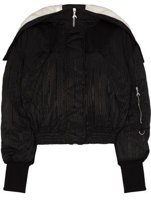 Marine Serre split-hood cropped puffer jacket - Black