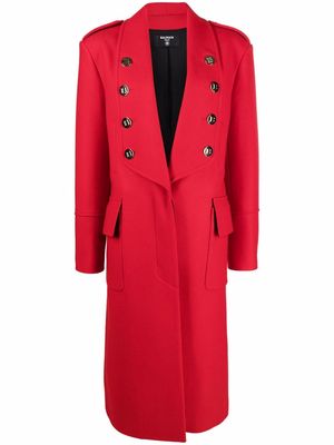 Balmain shawl-lapel long-sleeve coat - Red