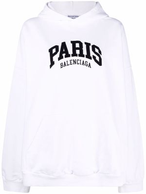 Balenciaga logo-print pullover hoodie - White