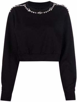 DEA crystal cropped sweatshirt - Black