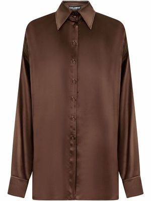 Dolce & Gabbana oversized silk shirt - Brown