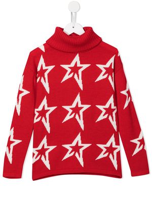Perfect Moment Kids star-print roll neck jumper - Red